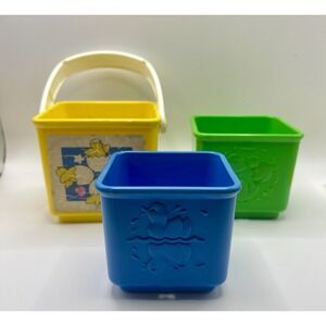 Vintage Set Of Small Fisher Price Play Buckets - Set Of 3
